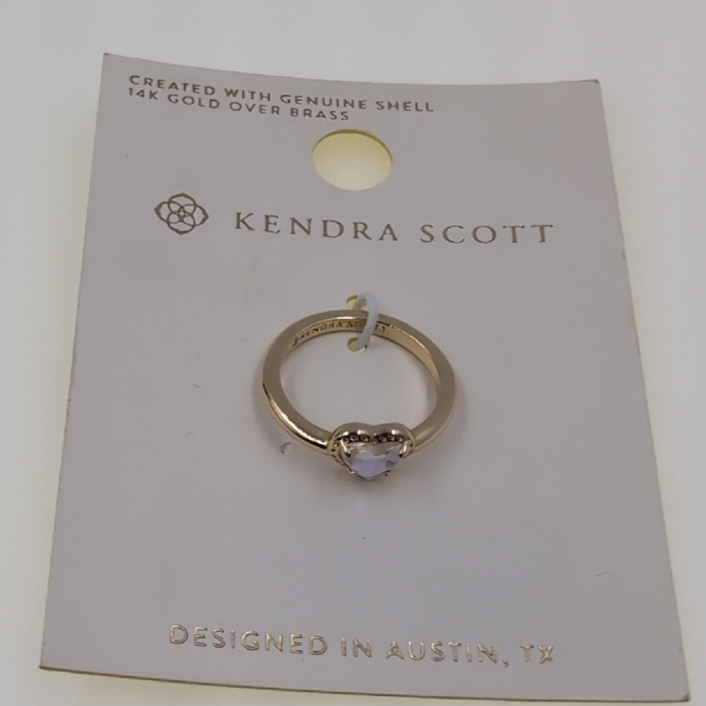 Kendra Scott Gold Ring with Light Purple Heart Stone